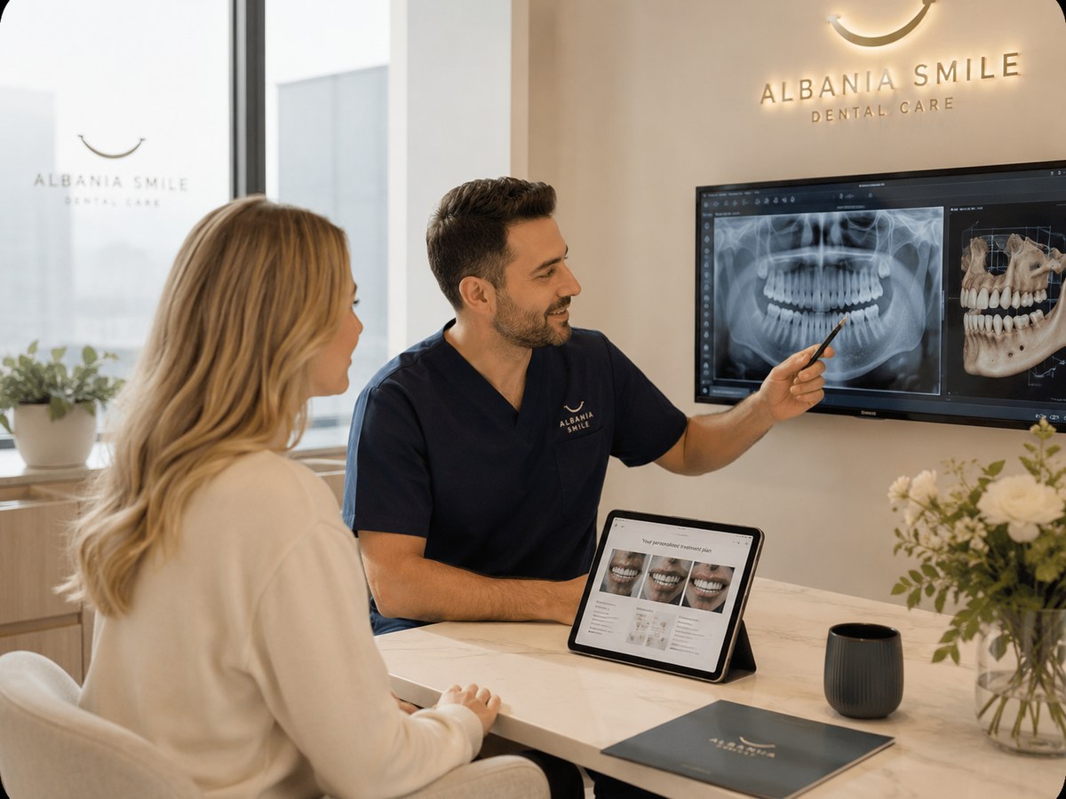 Dentist explaining a personalised treatment plan to a patient
